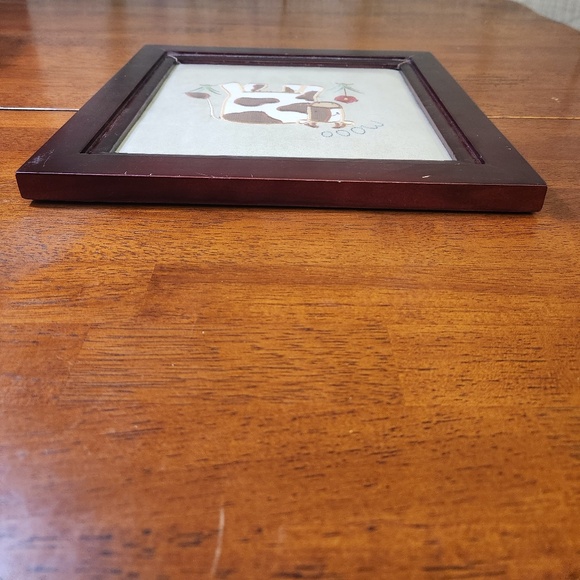 Country Farm House Framed  Wall Art Fabric Embroidered  Cow - Picture 6 of 6